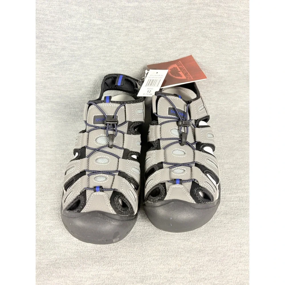 Brown Oak Sport Sandals Mens 12 Gray Blue Closed Toe Hiking Shoes